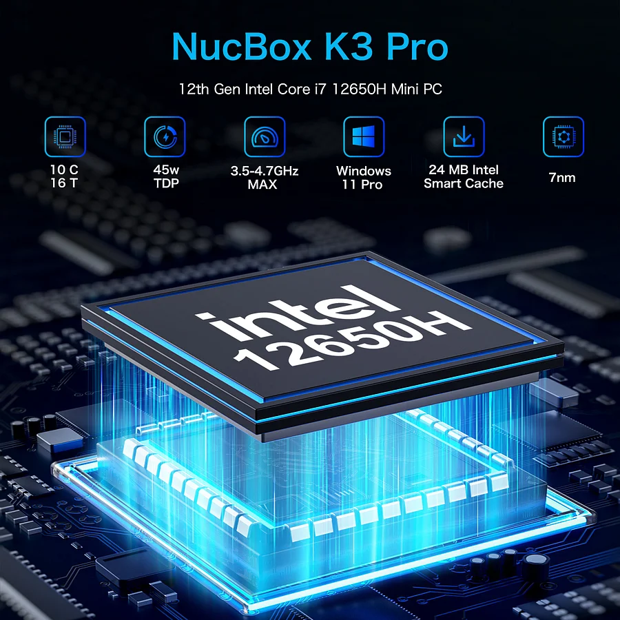 12th Gen Intel Core i7 12650H Mini PC--NucBox K3 Pro