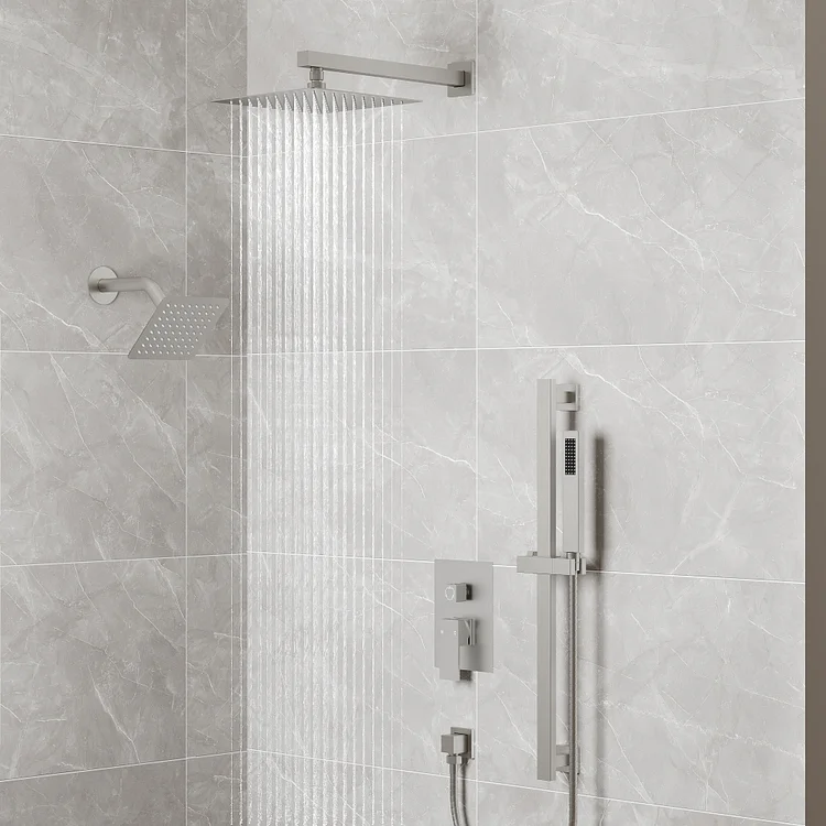 EVERSTEIN 3-Spray Patterns Rain Shower System in Brushed Nickel