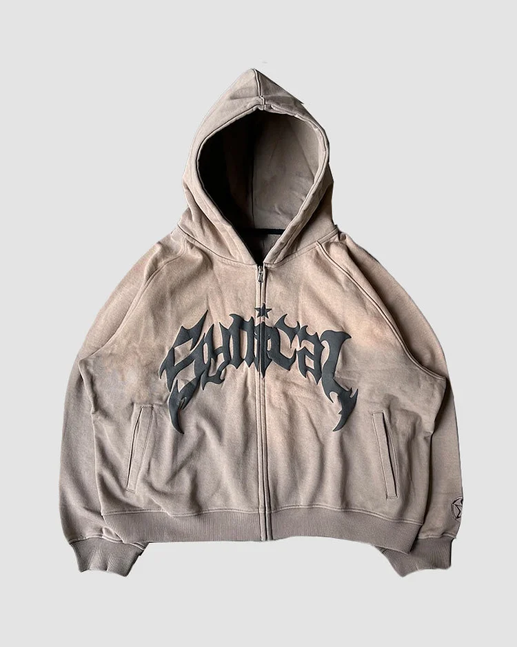 Gothic Star Zip Up Hoodie