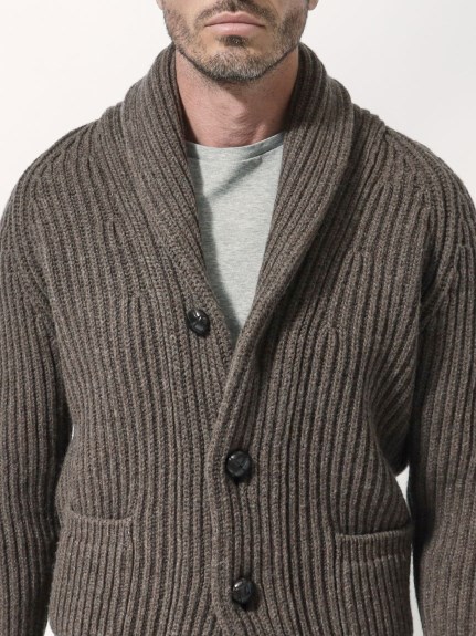 3ゲージ】ウールカシミヤショールカラーニット（ニット）｜MC GEORGE