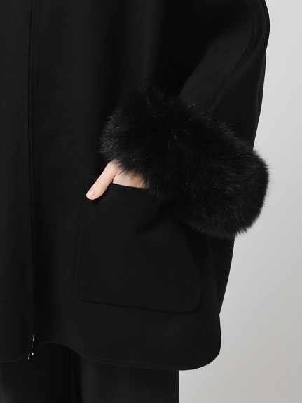 LORO PIANA|FAVOLA DOUBLE】ファー付き ウールカシミヤ ポンチョコート