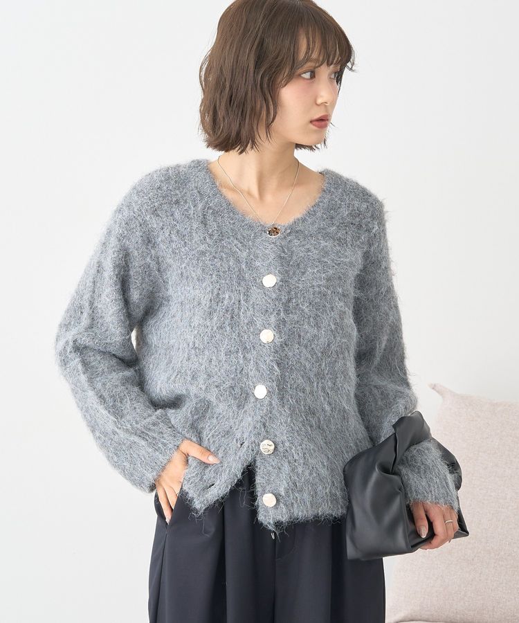 クルーネックシャギーカーディガン/earth music&ecology（アース