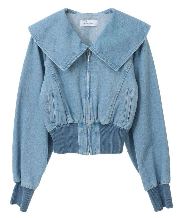 dazzlin 襟付きデニムショートzipブルゾン/Green Parks（グリーン