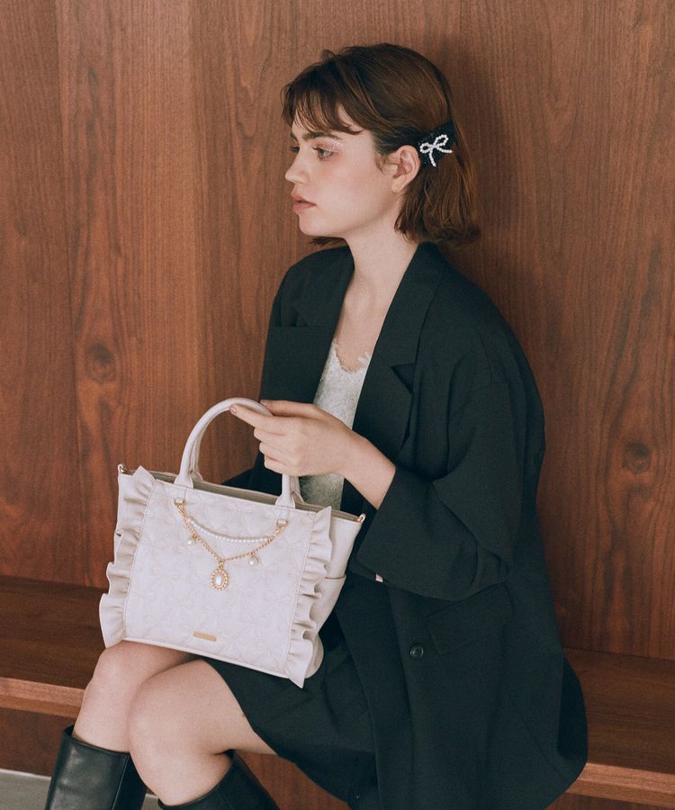 チャーム付きリボンキルティング2Wayトート/Maison de FLEUR（メゾン