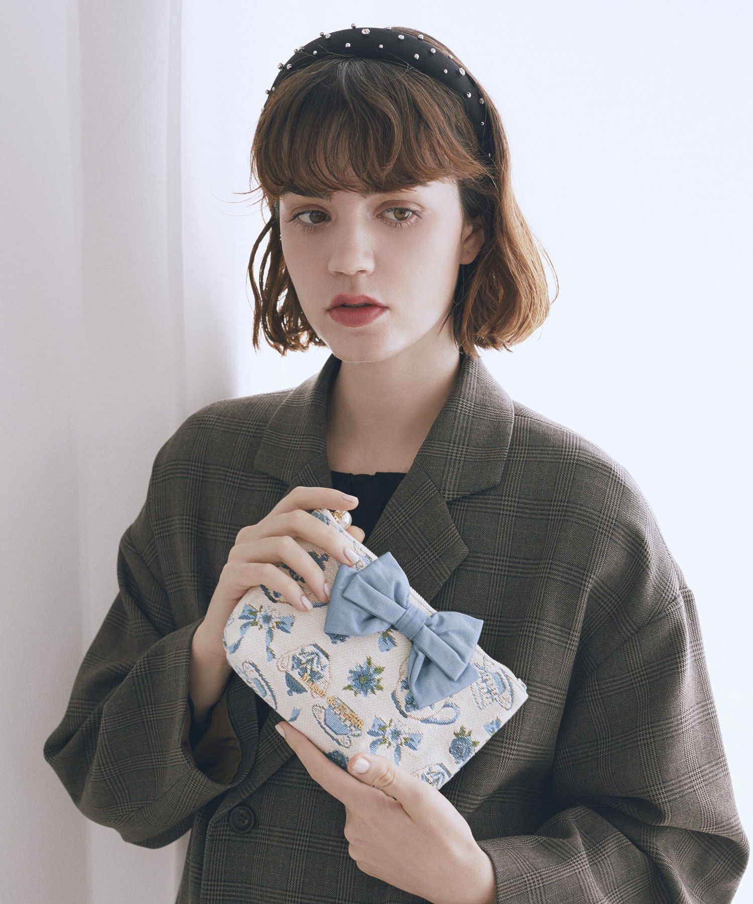 ティーカップ柄ゴブランポーチ/Maison de FLEUR（メゾン ド フルール