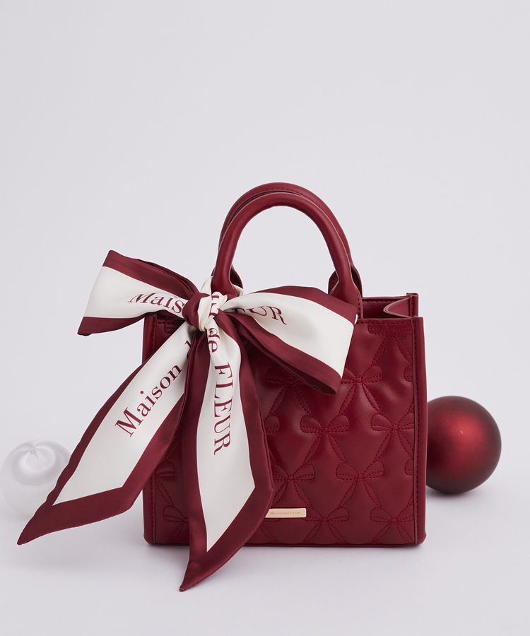 スカーフ付きリボンキルティングスクエアトート/Maison de FLEUR