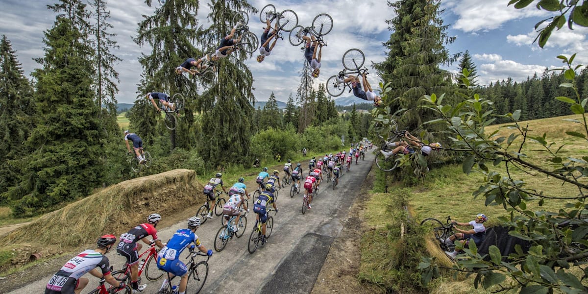 サイクルロードレースをバックフリップで飛び越えろ！