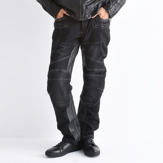Webike | DEGNER デグナー 本革デニムガード付きデニムパンツ(DP-27-BK