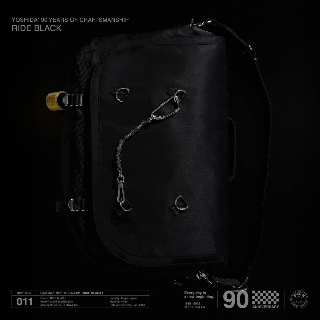 POTR】吉田カバン90周年の限定ブラック。自転車チェーンまで本気の