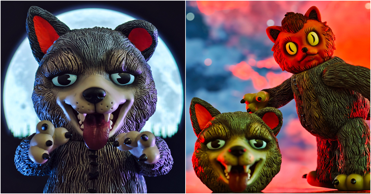 石黒亜矢子 × San.3《ハスキーの着ぐるみ頭巾を被った化け猫》ソフビ