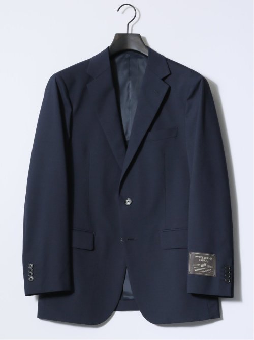 ストレッチ ウール混 レギュラーフィット ダブルジャケット 紺