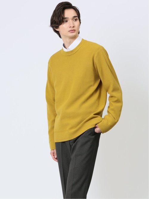 クロスストレッチ 鹿の子編み クルーニット(S 40黄): トップス | TAKA