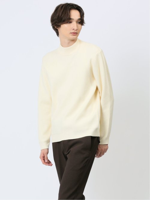 クロスストレッチ モックネックニット アイボリー S｜メンズ｜ビジネス