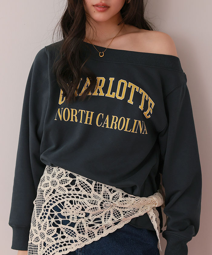 オフショルダースウェットプルオーバー | titivate