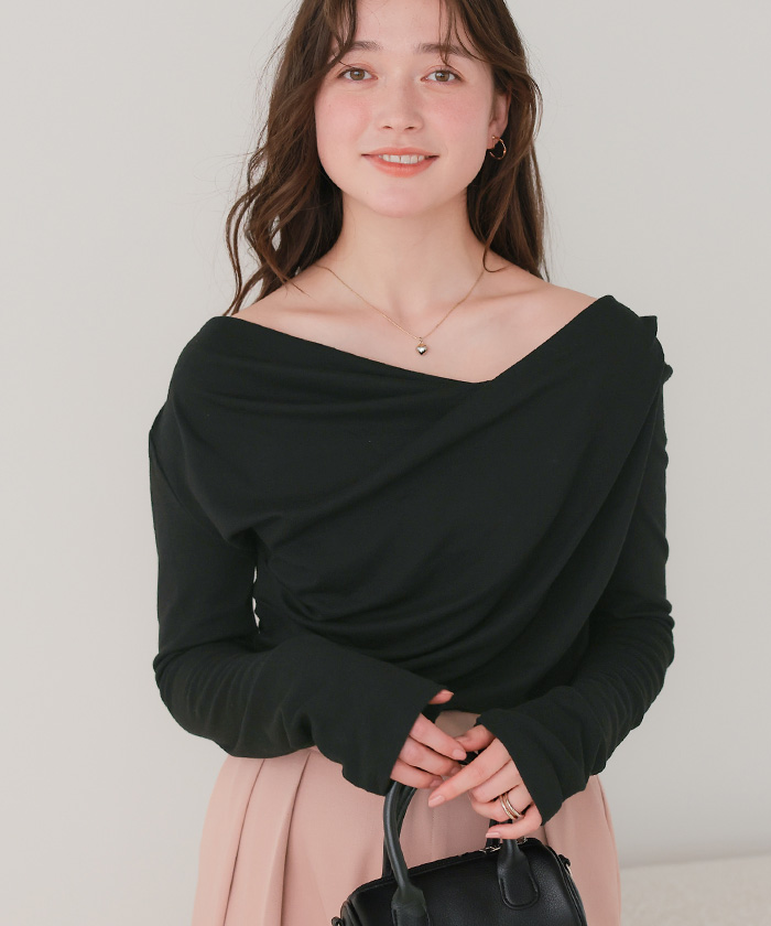 オフショルダーロングスリーブTシャツ【メール便可／100】 | titivate