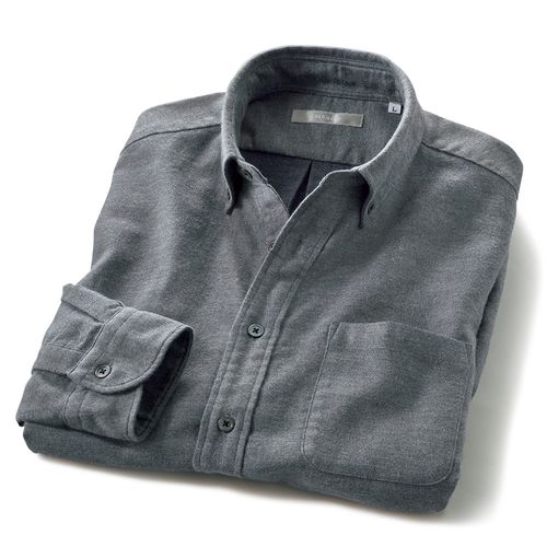 植山織物 播州織ダブルガーゼの七分袖シャツ／裏ストライプ | ライト