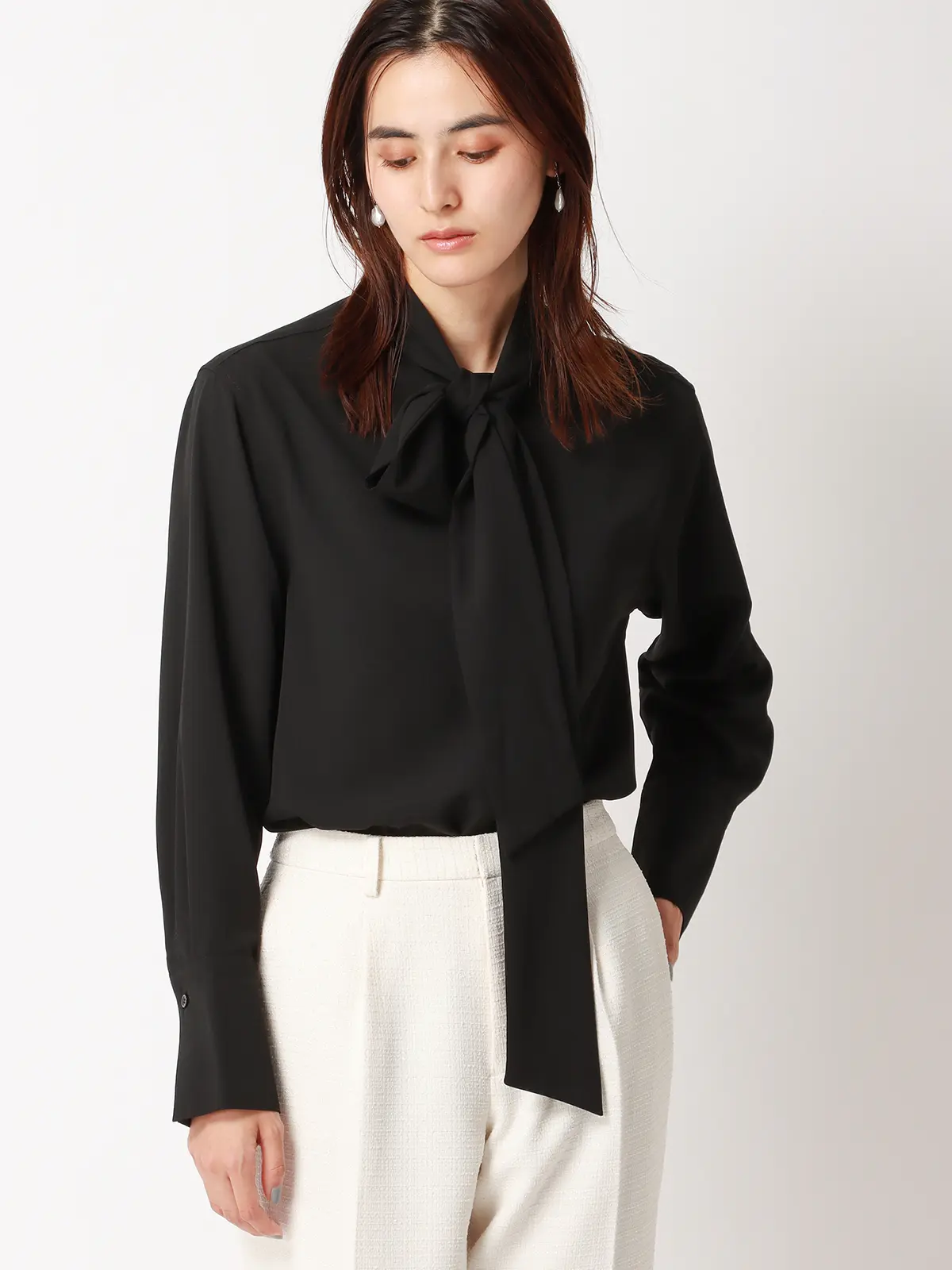 極美品 セオリー 長袖 ジョーゼット タイブラウス アイス 極美品