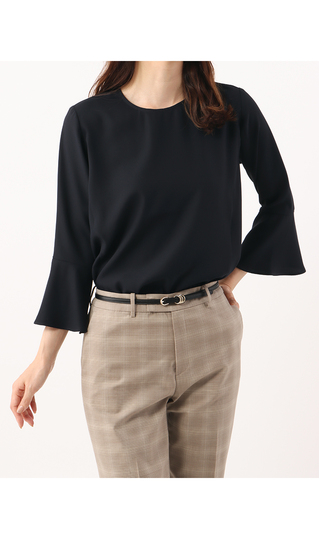 フレアスリーブブラウス《長袖》《ダブルクロス》 (ABL24148-23