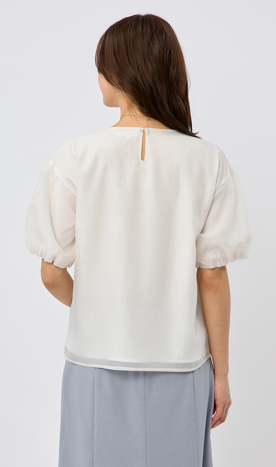 パフスリーブシアーブラウス【5分袖】 (ABL25320-10) | ANCHOR WOMAN