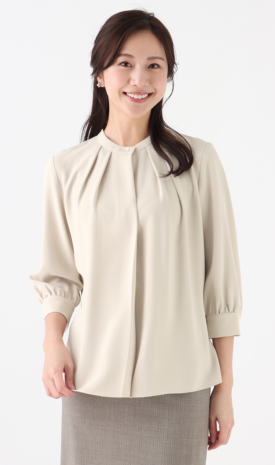 バンドカラータックブラウス【7分袖】 (APBL24209-41) | ANCHOR WOMAN