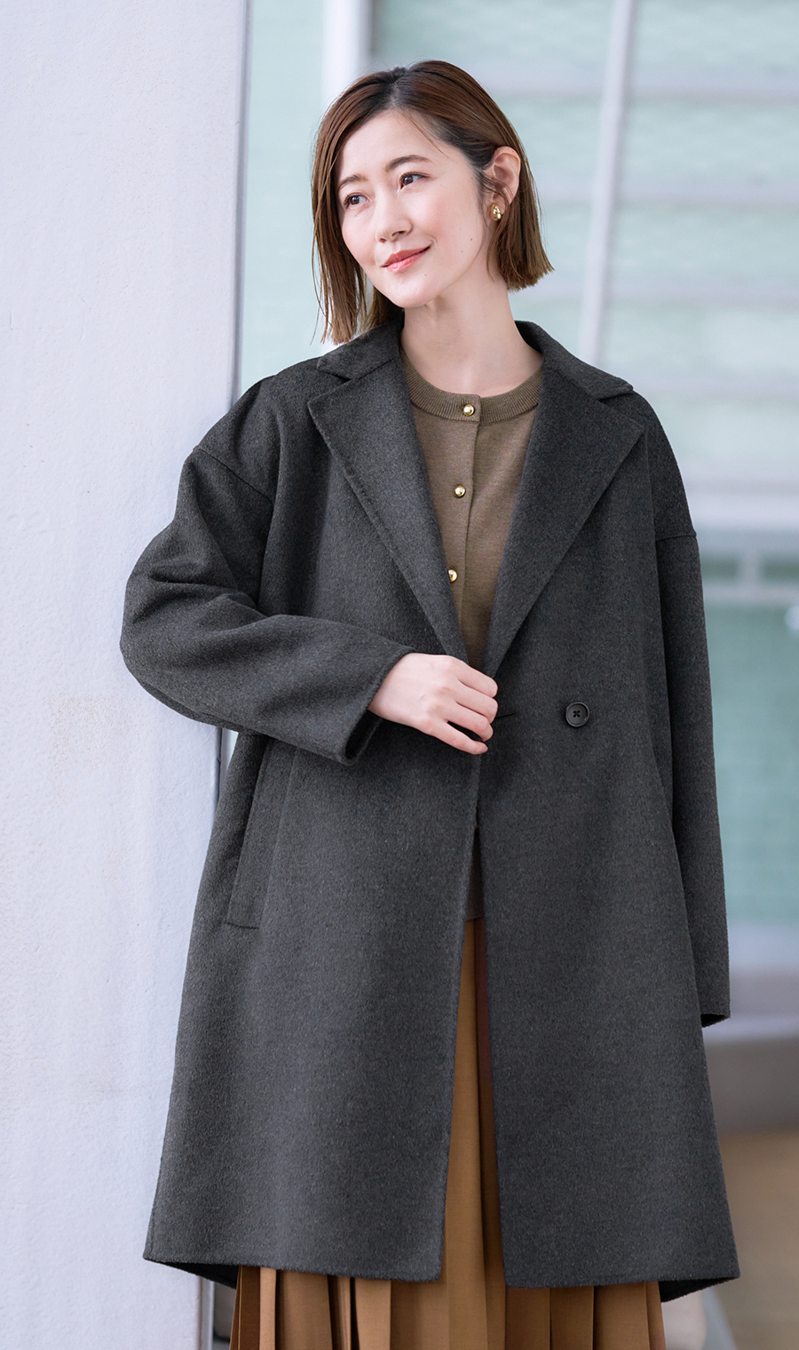 リバーAラインコート《ウール混》《ミドル丈》 (ACR5132-31) | ANCHOR