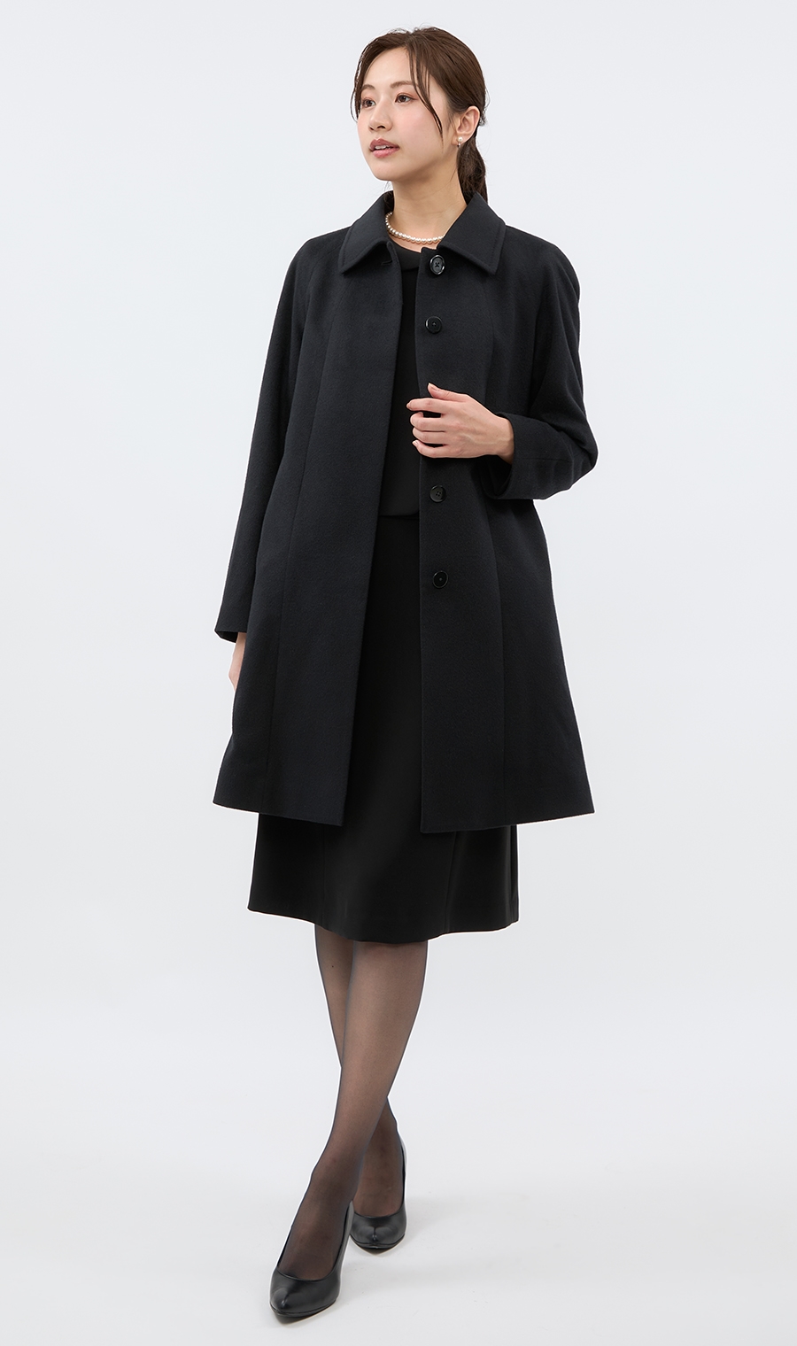 ラグランステンカラーコート【カシミヤ混】【フォーマル対応コート