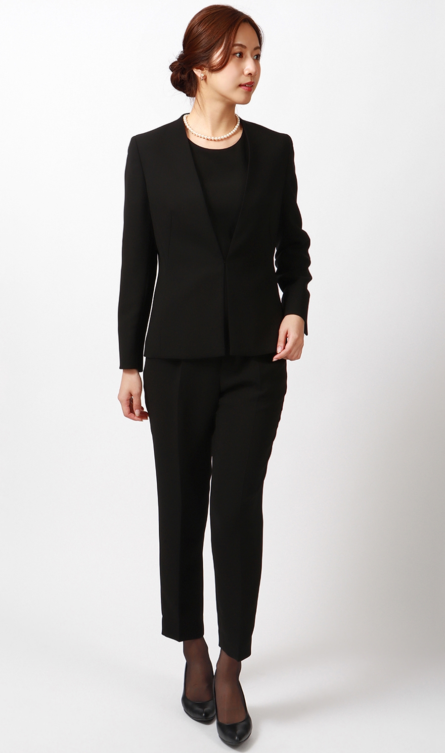 Vカラーフォーマルスーツ【3点セット】【ウォッシャブル】【裾上げ済み