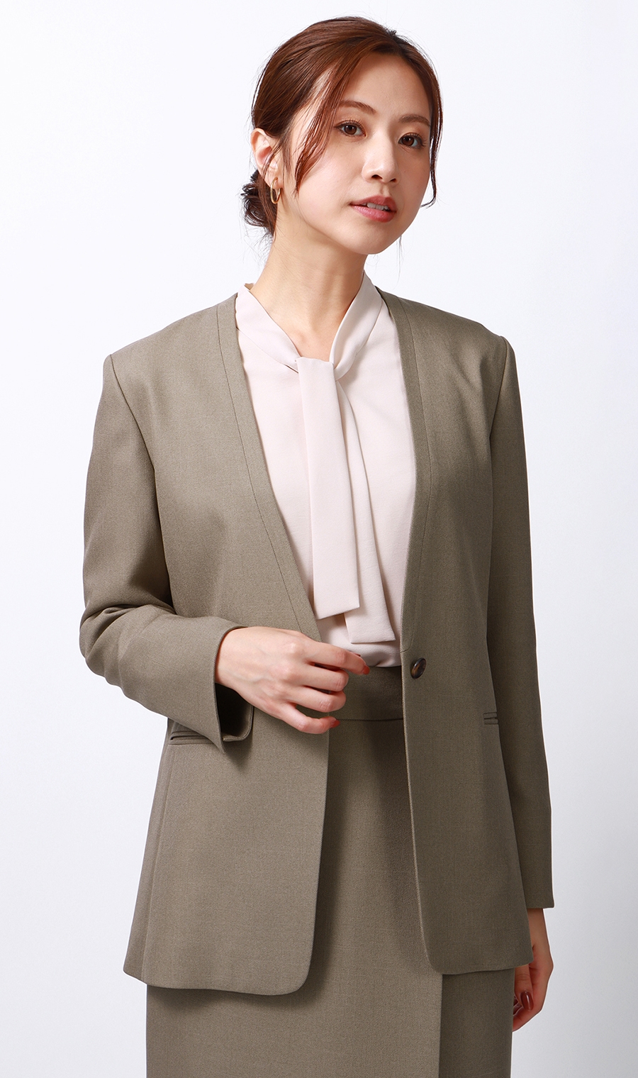 1ボタンVカラーロングジャケット《Instagram共創企画》《セットアップ