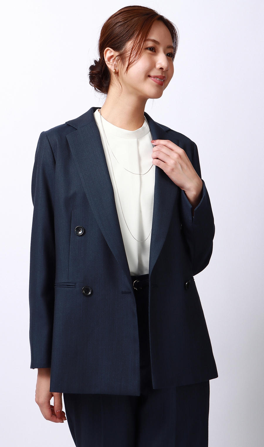 4ボタンダブルジャケット《セットアップ着用可》 (AJ235120-C