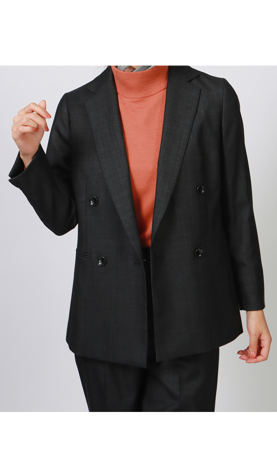 4ボタンダブルジャケット《セットアップ着用可》 (AJ235121-B