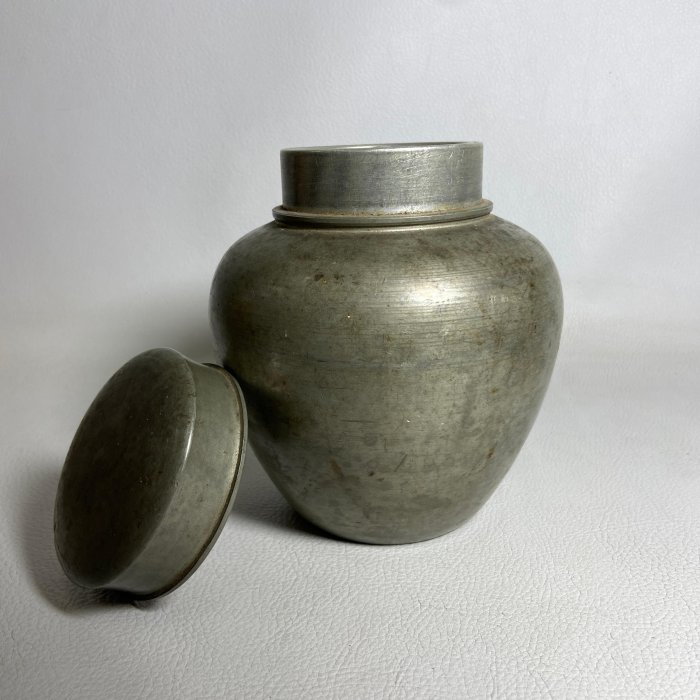 古玩輕鬆拍】老日本時代煎茶道具名工匠乾茂號造落款古錫茶罐/茶心壺