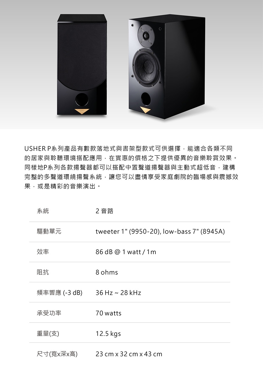 スピーカーUSHER AUDIO 8945A 7inch 1ペア スピーカーUSHER AUDIO