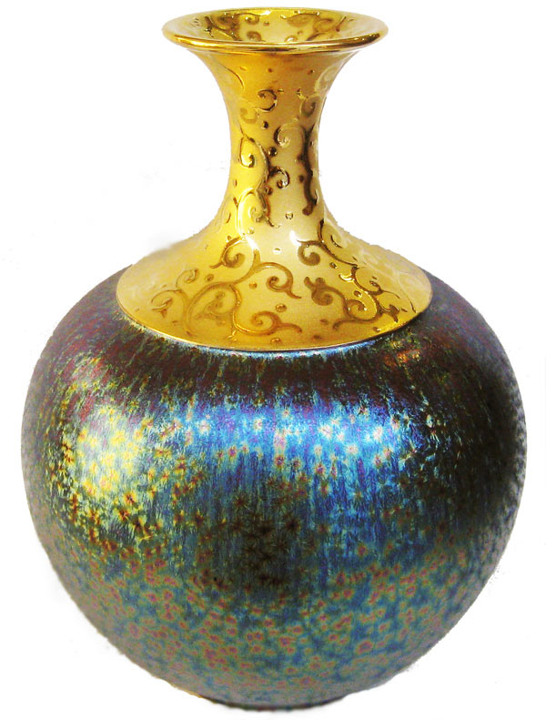 陶藝 陶芸 結晶釉 球瓶 花瓶 郭明本 名工 台湾 台灣 七彩