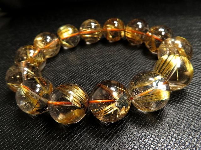 最高級g3000円☆超大粒【太陽タイチンルチル】水晶ブレスレットL