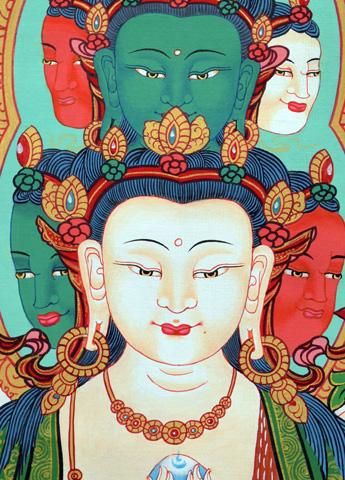 十一面千手観音（十一面千手観自在菩薩）[M]・タンカ（仏画）｜彩雲