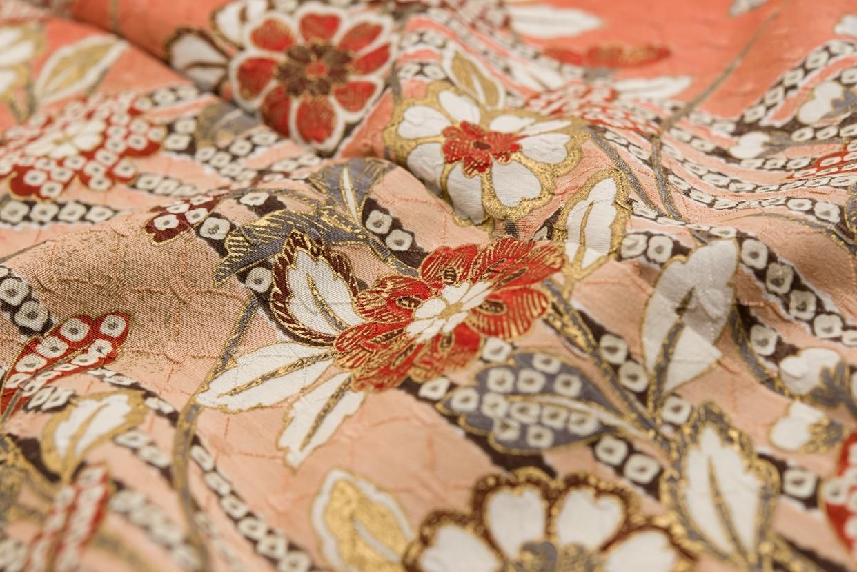 訪問着 梅の木と菊の花 裄長 - からん::アンティーク着物・リサイクル