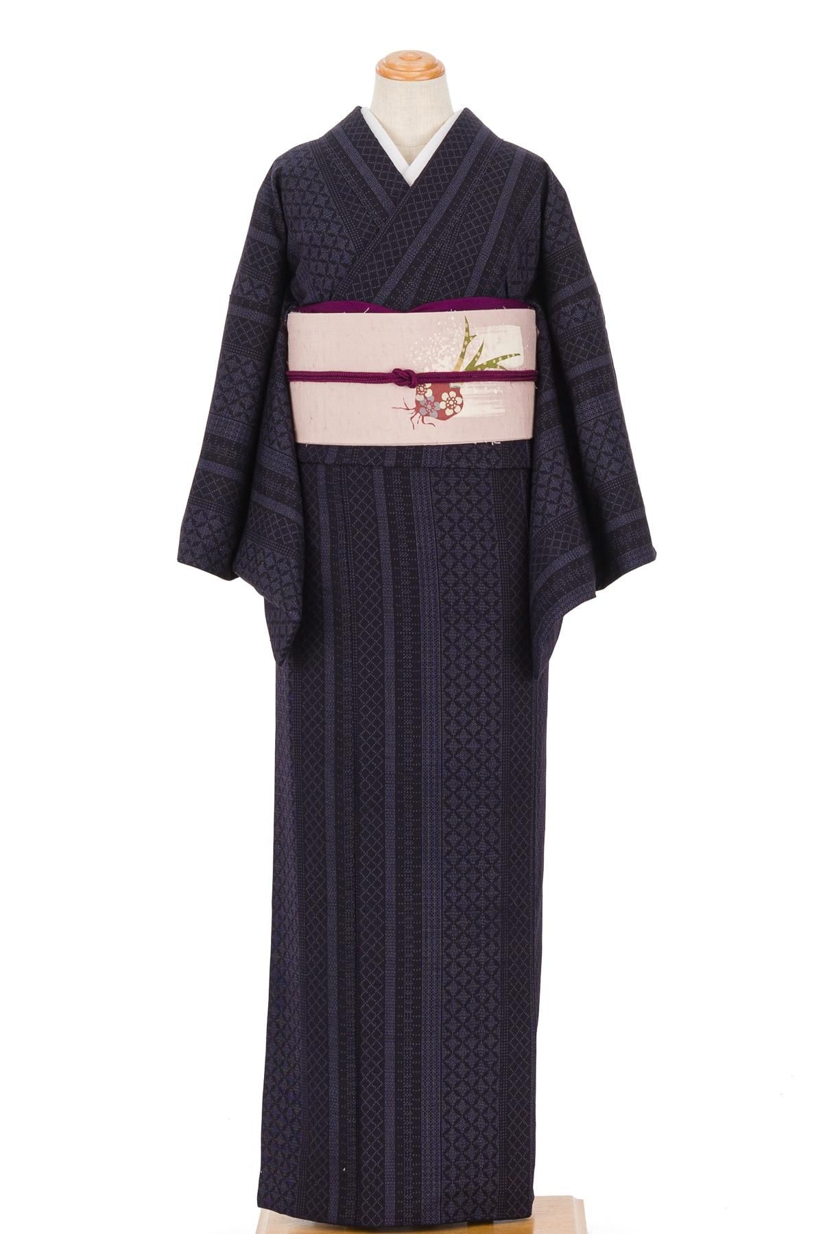 結城紬 奥順 はたおり娘 七宝 - からん::アンティーク着物・リサイクル