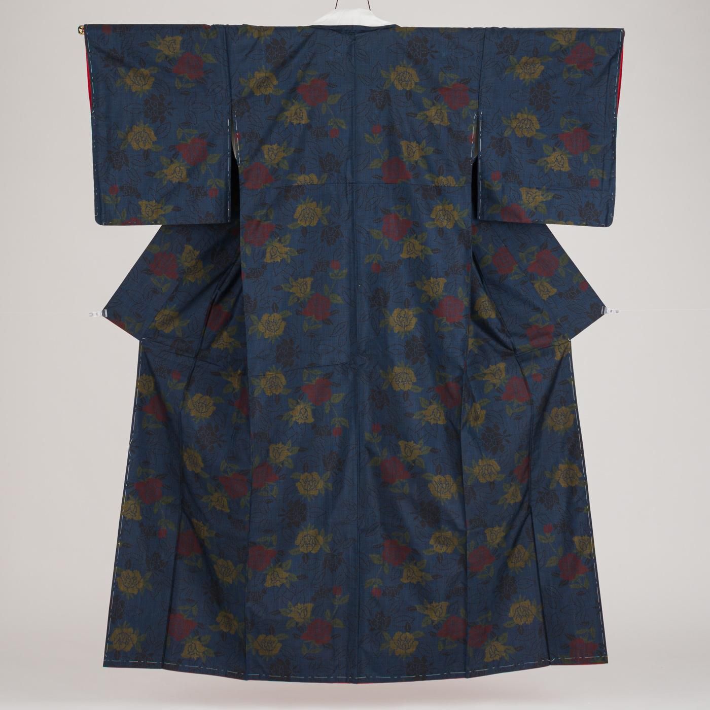 セミアンティーク大島紬 薔薇 スリムサイズ - からん::アンティーク