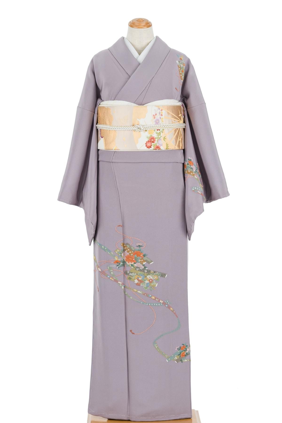 訪問着 相良刺繍 花筏 - からん::アンティーク着物・リサイクル着物の