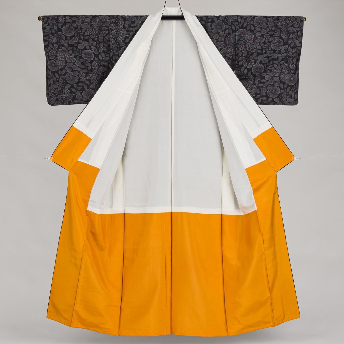 大島紬 横双 花と蝶 - からん::アンティーク着物・リサイクル着物の