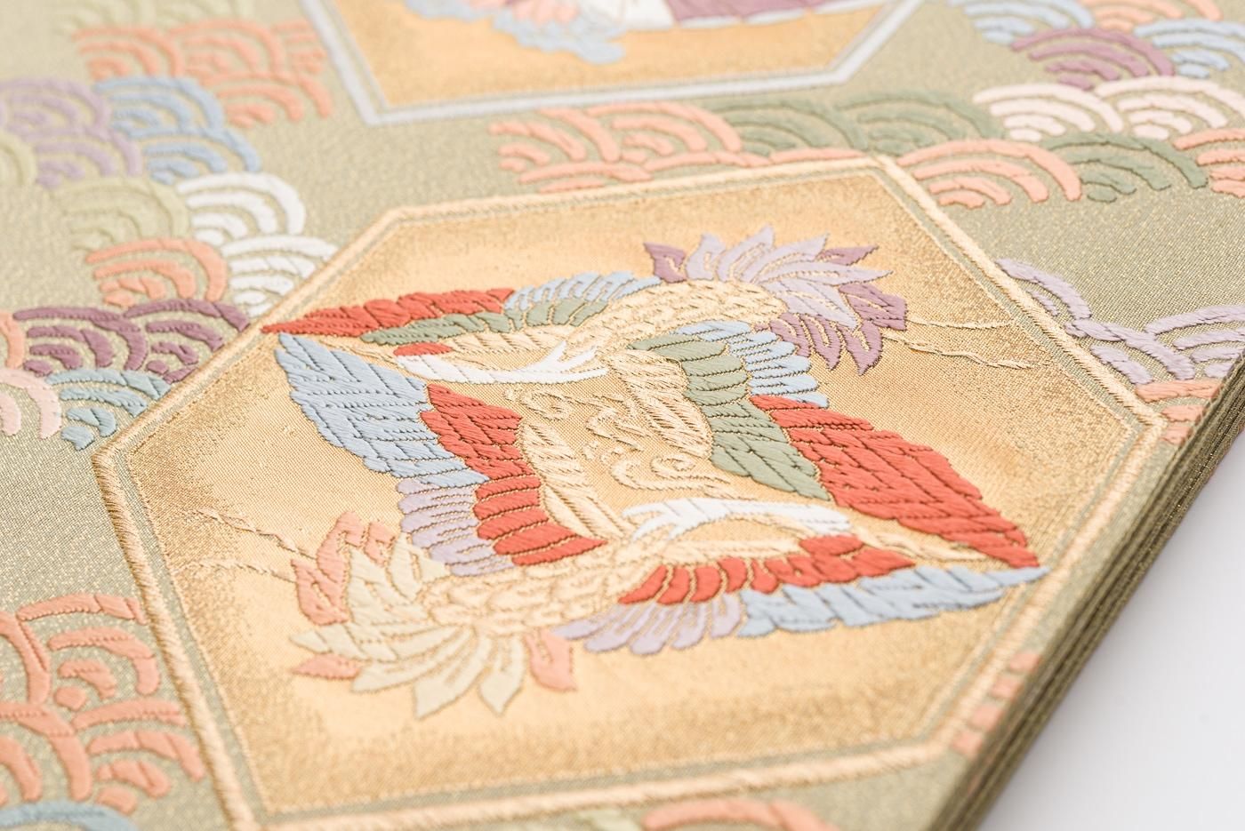 M*U様 1310 華 袋帯 鶴 吉祥 花 亀甲 お祝い 金 1310 華 袋帯 鶴 吉祥