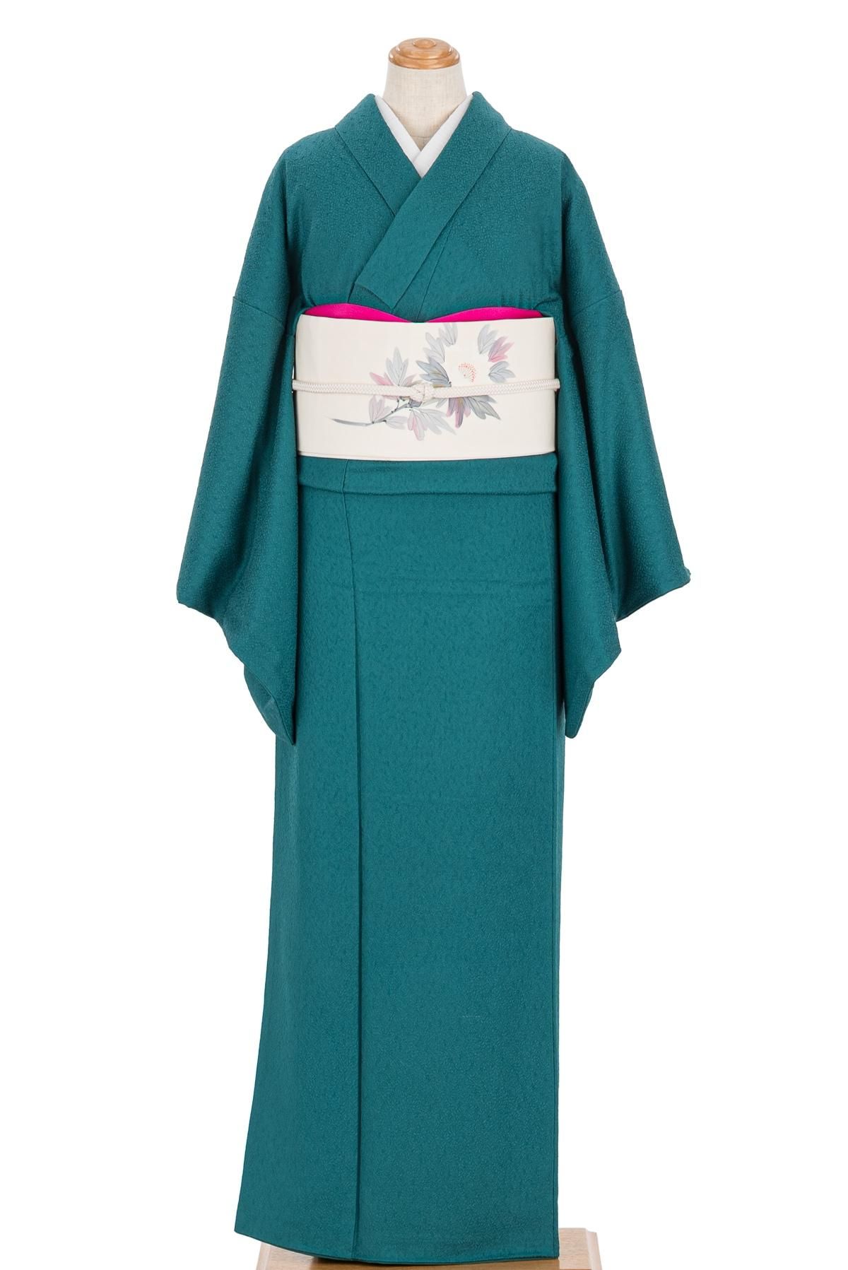 色無地 無紋 青緑 - からん::アンティーク着物・リサイクル着物の通販