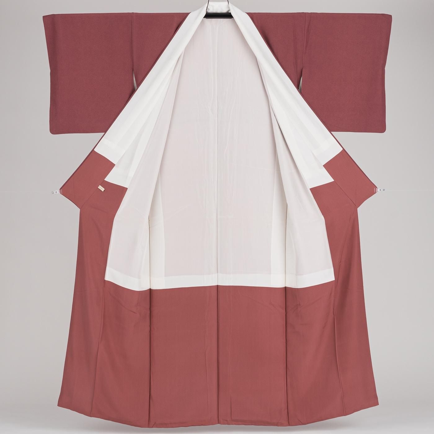 鮫小紋 無紋 赤紫 裄長 - からん::アンティーク着物・リサイクル着物の