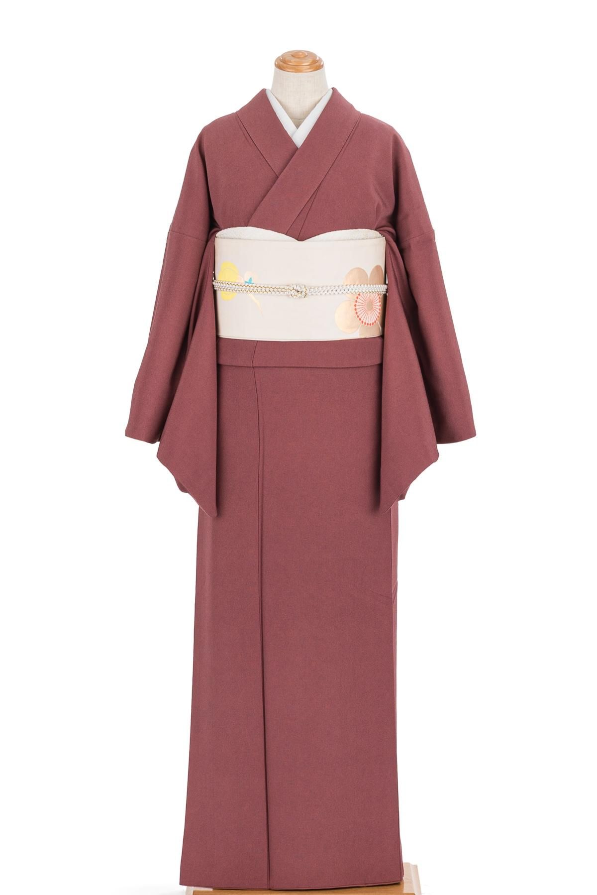 鮫小紋 無紋 赤紫 裄長 - からん::アンティーク着物・リサイクル着物の