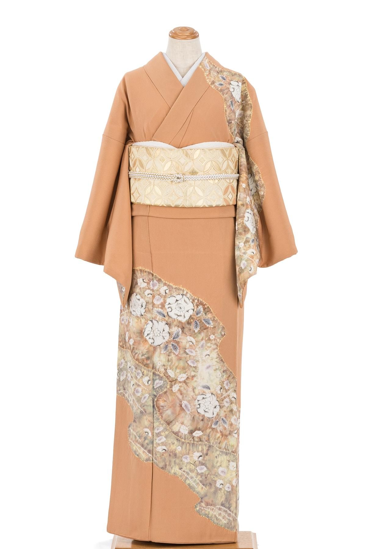 訪問着 絞り 霞取りに辻が花模様 - からん::アンティーク着物