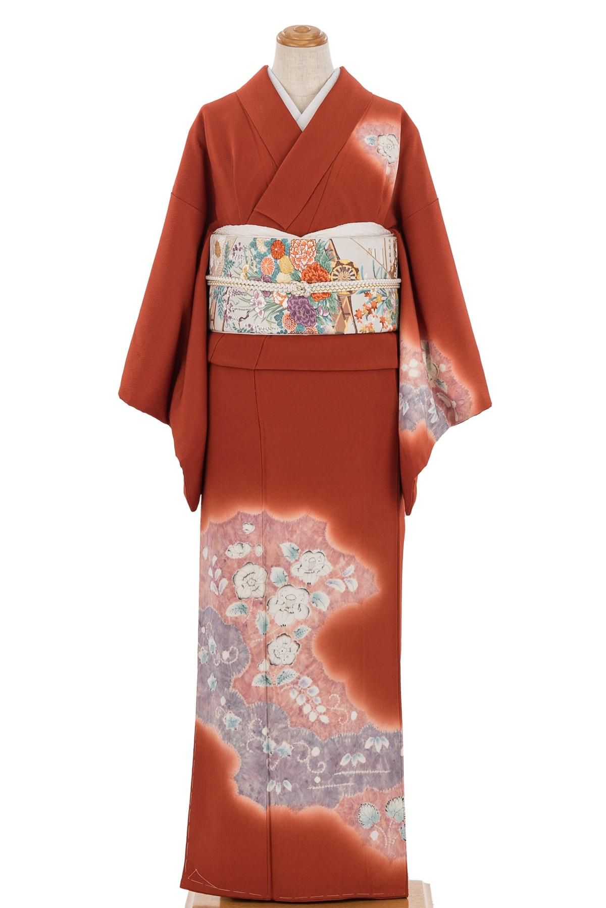 訪問着 霞取りに辻が花模様 - からん::アンティーク着物・リサイクル