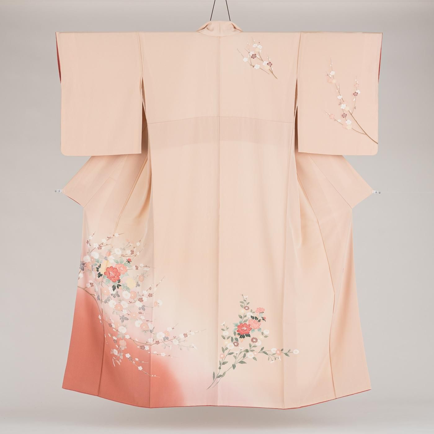 訪問着 手描き友禅 牡丹や梅など 作家物 - からん::アンティーク着物