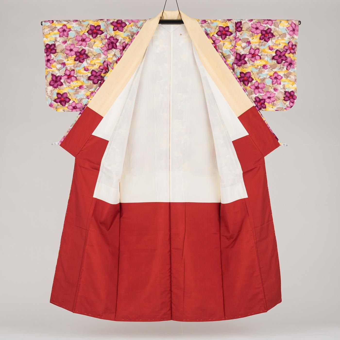 アンティーク着物 銘仙 赤紫の花 - からん::アンティーク着物