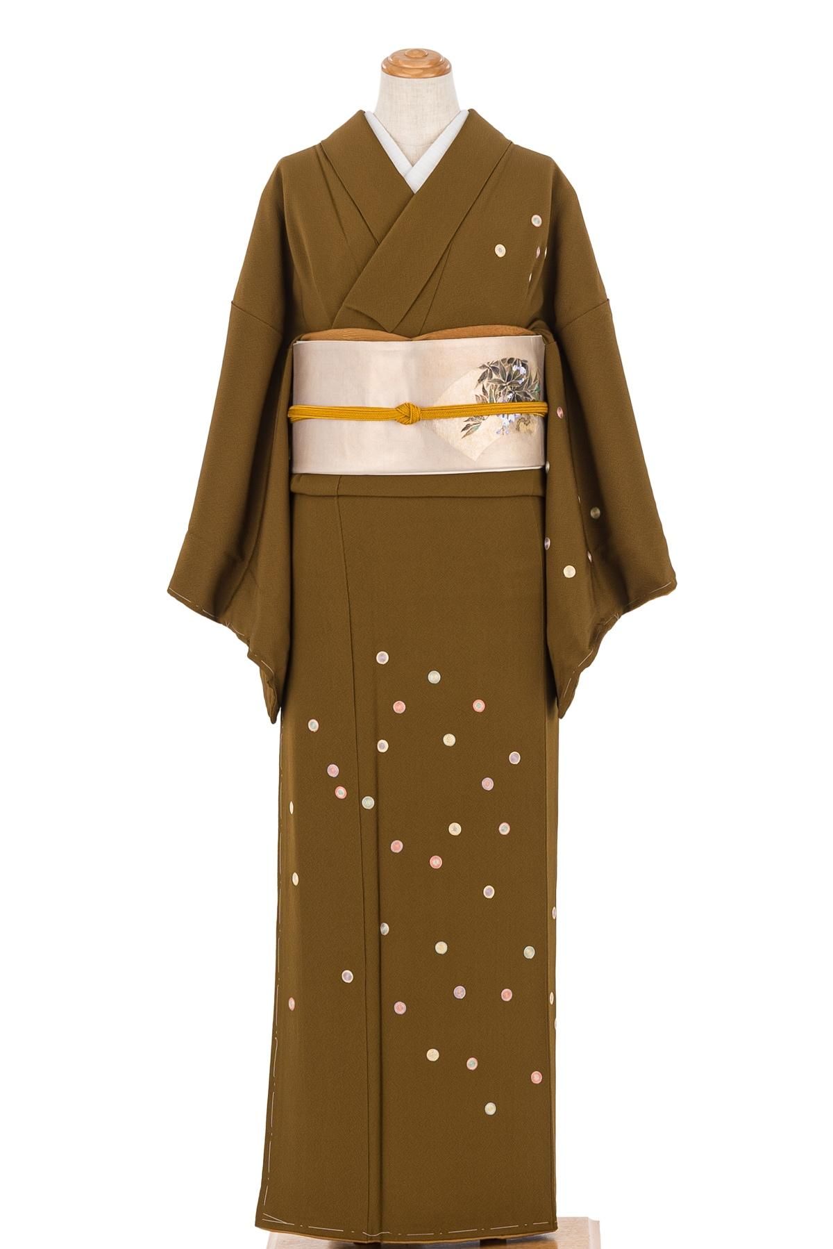 付け下げ訪問着 刺繍 丸模様 - からん::アンティーク着物・リサイクル