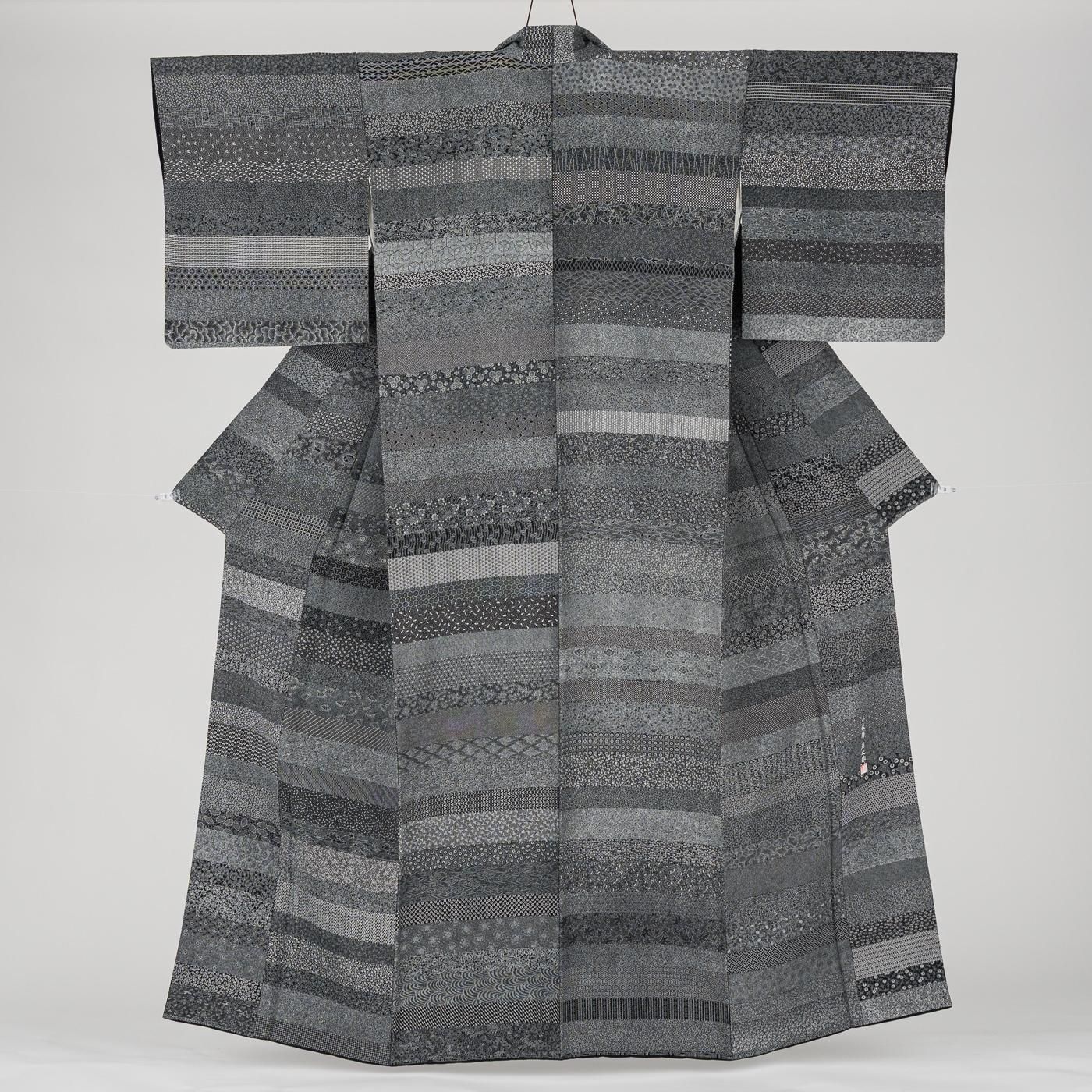 江戸小紋 横段模様 寄せ柄 作家物 - からん::アンティーク着物